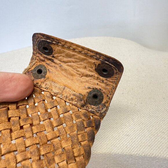 Motif Brand Wide Braided Leather Bracelet Snap Closure Natural Boho - Picture 14 of 14